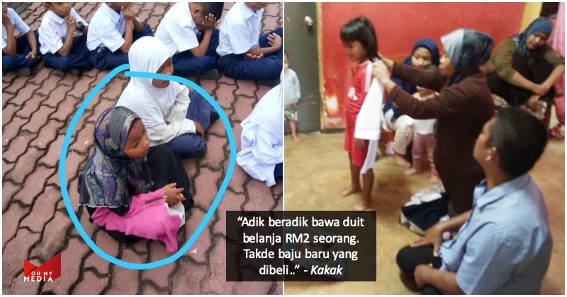 Tak mampu beli baju seragam, budak sarung pakaian biasa datang sekolah