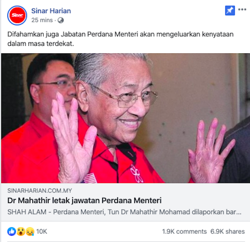 Dr Mahathir hantar surat letak jawatan kepada Agong - Info 