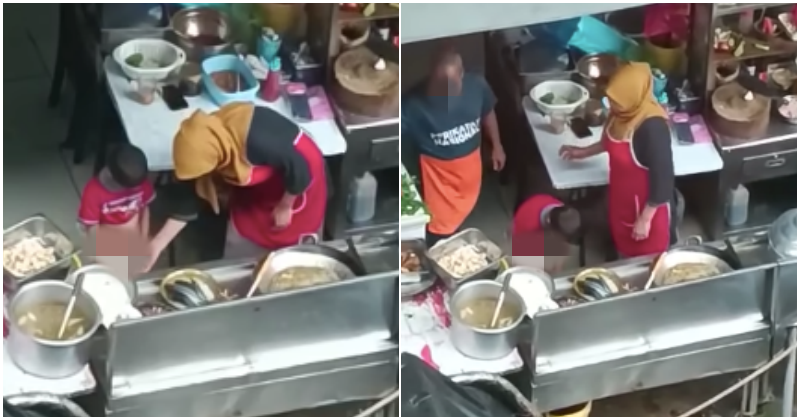 ‘Pelaris’ sebenar! Tukang masak selamba lap air kencing anak di dapur