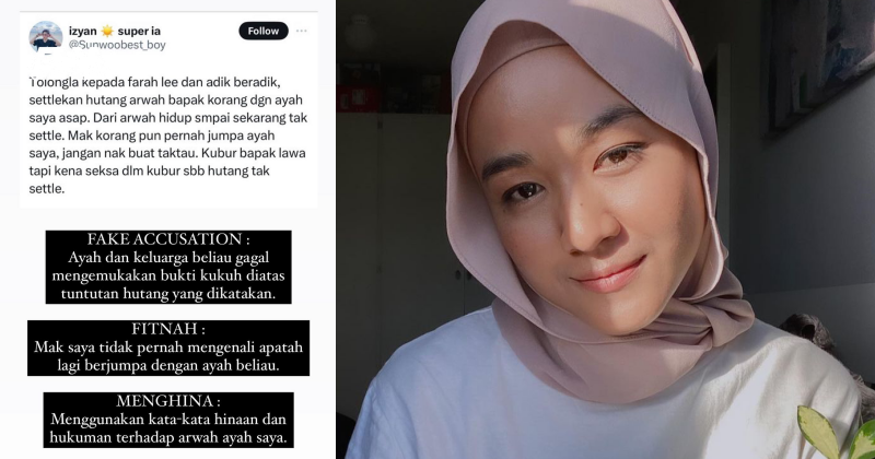 Fitnah & tiada bukti kukuh! Farah Lee nafi dakwaan hutang arwah bapa RM130k