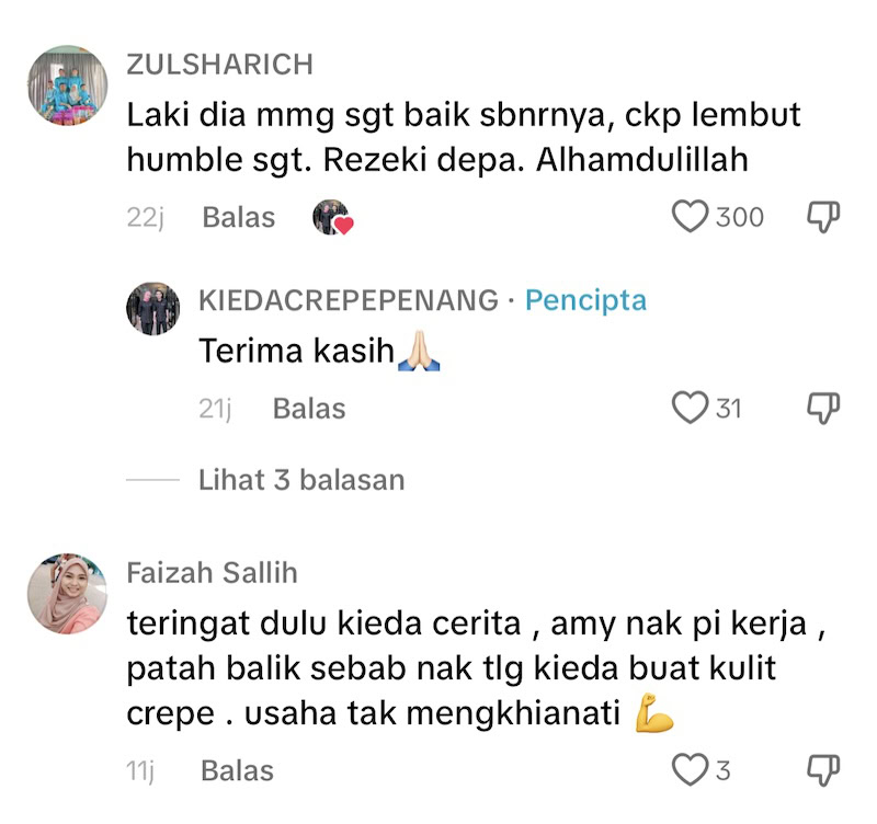 Kieda Crepe hadiahkan suami