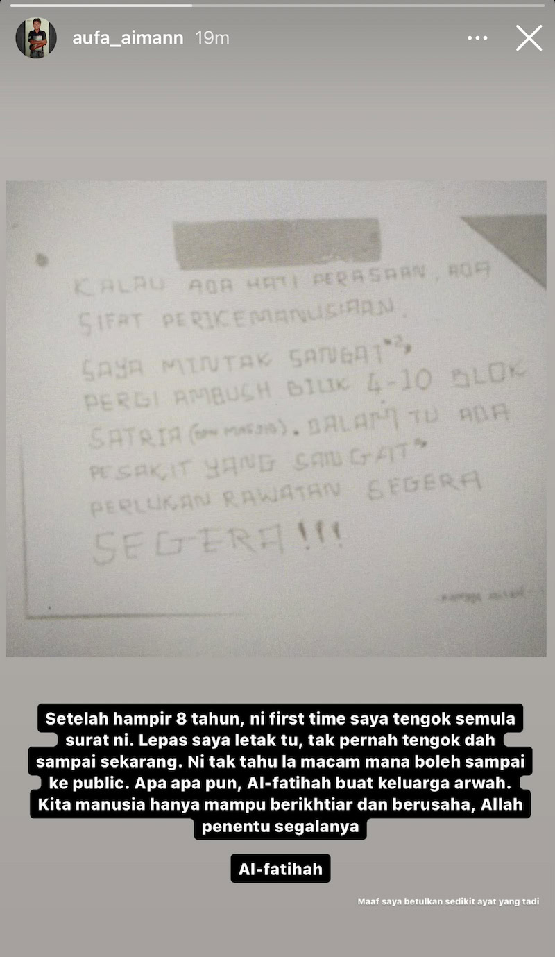 Penulis surat layang kes Zulfarhan