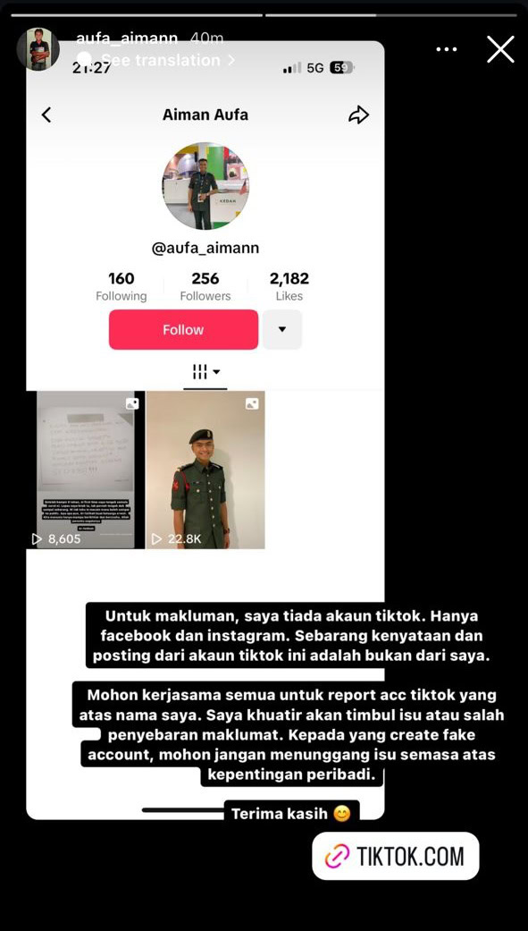 Aufa Aiman minta jangan tunggang isu semasa