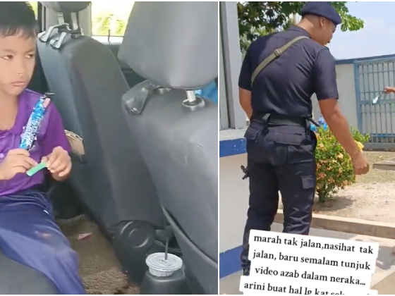 Ibu bawa anak ke balai polis