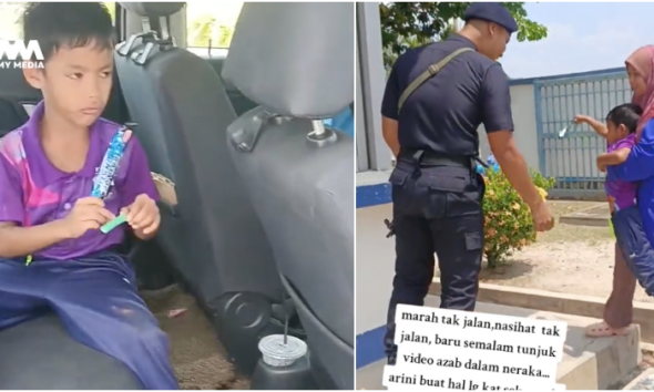 Ibu bawa anak ke balai polis