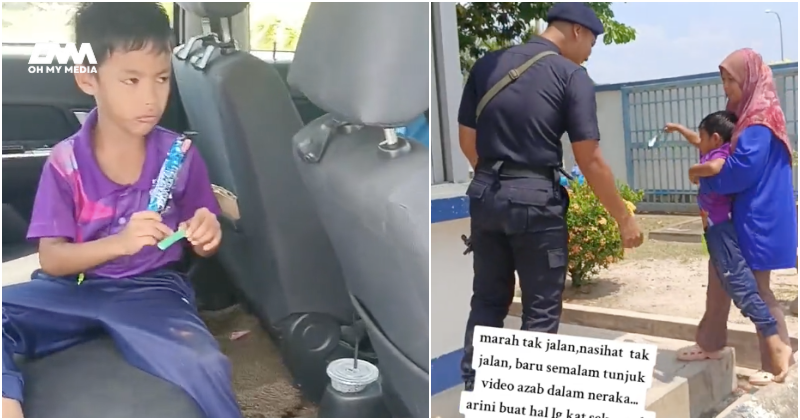 Ibu bawa anak ke balai polis