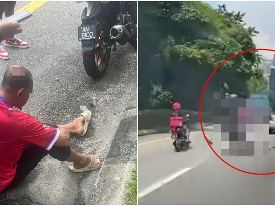 Lelaki tercampak atas jalan raya