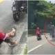 Lelaki tercampak atas jalan raya