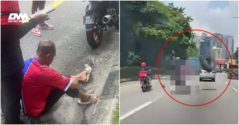 Lelaki tercampak atas jalan raya