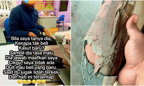 pelajar pakai kasut lusuh