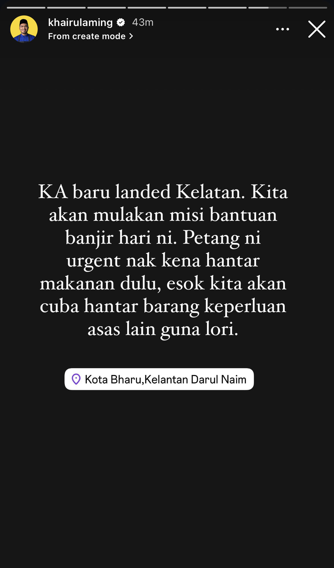 Khairul Aming sudah sampai Kelantan