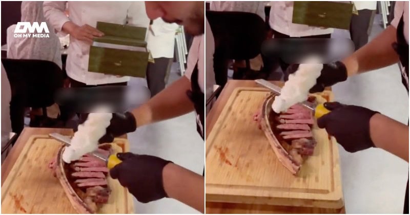 Pelanggan pesan tomahawk steak, cef tabur garam bernilai RM1,000 secara percuma