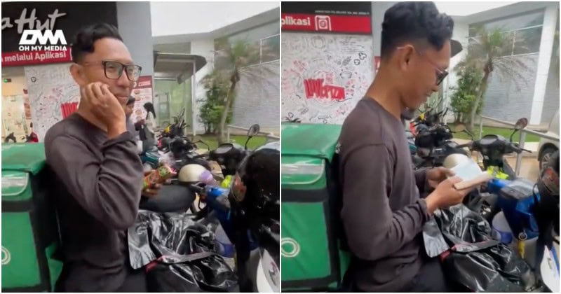 Sementara tunggu pesanan masuk, rider ambil peluang baca al-Quran atas motosikal