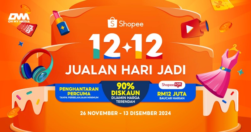 Kempen 12.12 tawar RM12 Juta Baucar Shopee Live Harian!