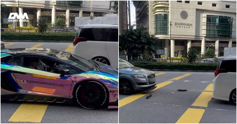 Lambo Syamsul Yusof punya pasal, pemandu sampai terlanggar kereta hadapan?