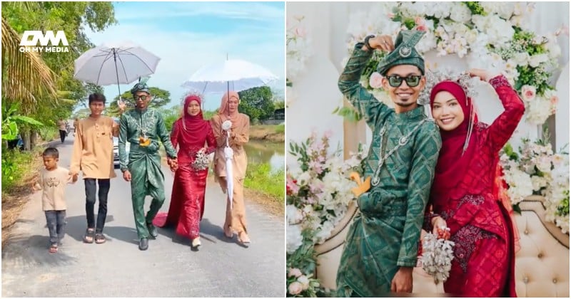 Ikut minat tersendiri, pasangan pengantin gayakan busana berbeza warna curi perhatian