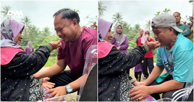 Semua tak dapat tahan sebak, 11 beradik banjir air mata jamah kek disuap ibu