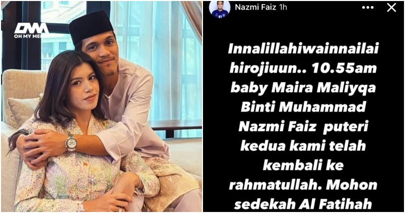 Hampir 8 jam dilahirkan, anak kedua Nazmi Faiz meninggal dunia -“Mohon sedekah al-Fatihah..”