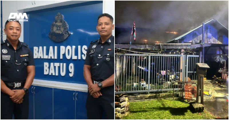 Bimbang warga emas terperangkap, dua anggota polis gadai nyawa rempuh api