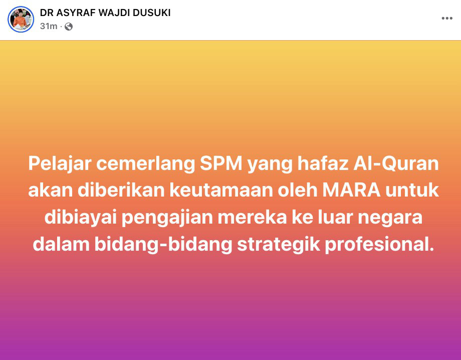 MARA utamakan pelajar cemerlang SPM hafaz al-Quran untuk biaya pengajian ke luar negara