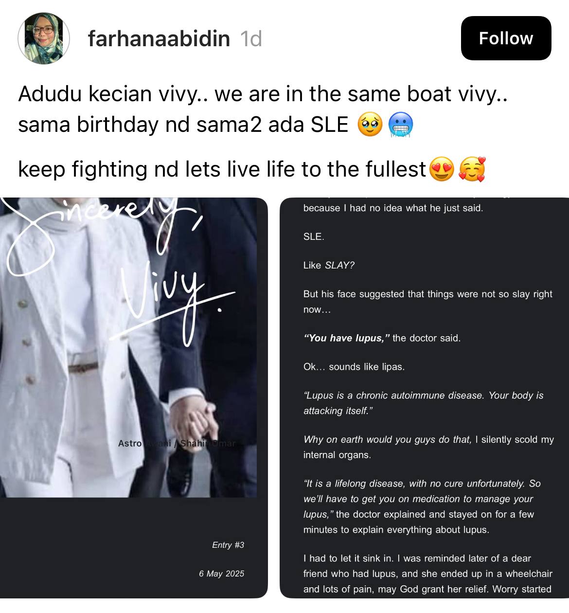 Vivy Yusof hidap SLE