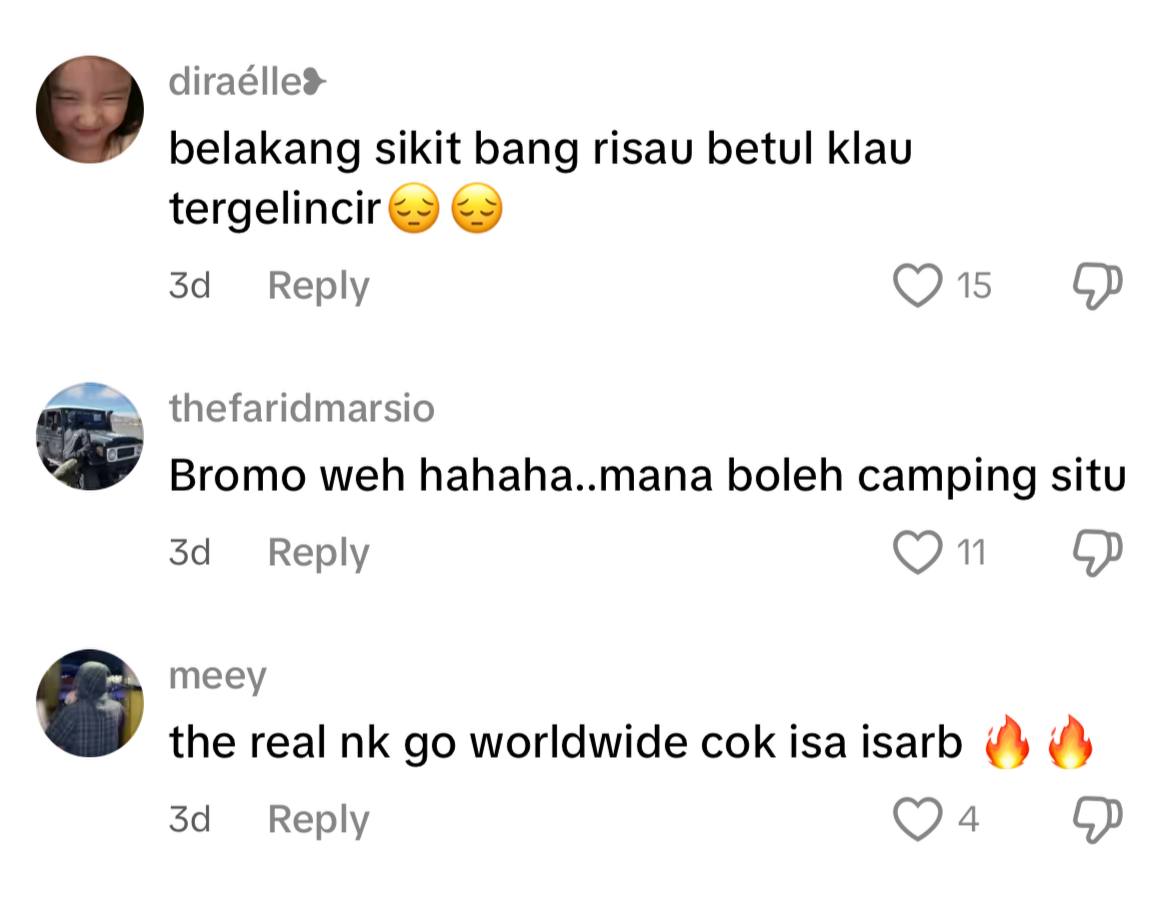 Isa Isarb 'camping' tepi gunung berapi
