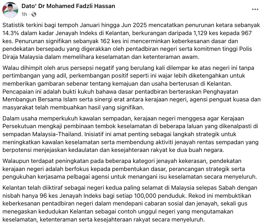  negeri kedua paling selamat