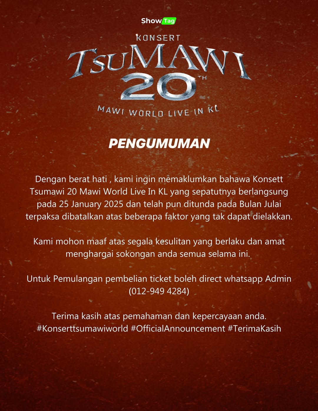 Konsert sah dibatalkan