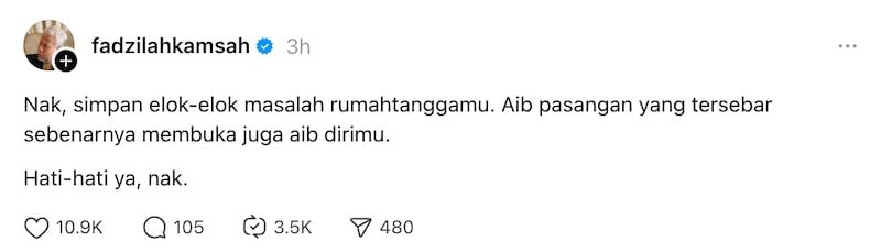 Fadzilah Kamsah nasihat