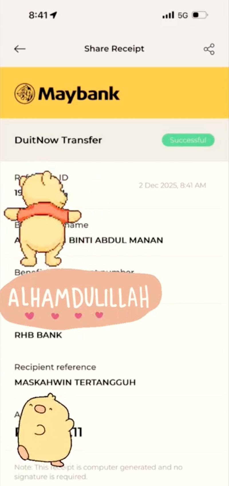 Abby Abadi terima mas kahwin tertangguh