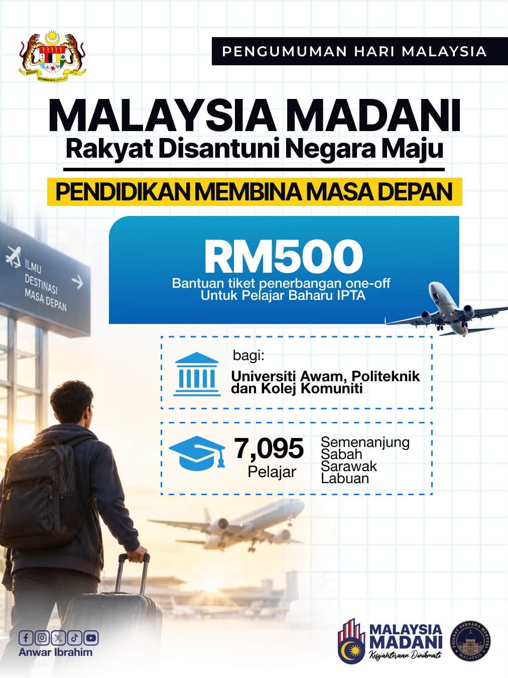 Pendidikan demi masa depan! Pelajar baharu IPTA layak terima bantuan RM500 tiket penerbangan Pendidikan demi masa depan! Pelajar baharu IPTA layak terima bantuan RM500 tiket penerbangan
